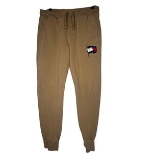 Tommy Hilfiger Camel Wavy Flag Logo Joggers Sz M‎ Worn In Gorpcore Streetwear